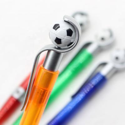 China Promotional Pen Novel Design Ball Pen With Football On Top Colorful Soccer Pens Promotional Plastic Football Pen for sale