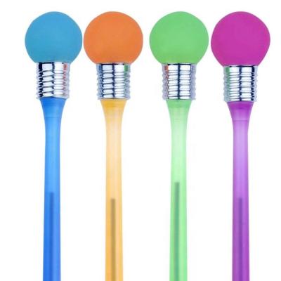 China Kid Promotional Gift Cute Multifunctional Pen School Light Bulb Led Pen For Led Light Ball Pen for sale