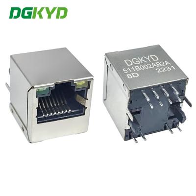 中国 DGKYD511B002AB2A8D RJ45 100M 180 度直接プラグ ネットワーク コネクタ 8PIN 光とシールド ソケット 販売のため