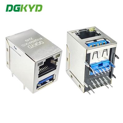 中国 ギガビット モジュラー ジャックRJ45はLED 1775855-3とのUSB Rj45のコネクター3.0 X1F Cat6に積み重なりました 販売のため