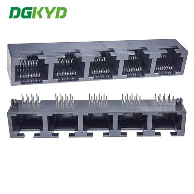 中国 軽い8P8CのないDGKYD53241588IWA1DY1052 RJ45 1X5の多左舷黒く完全なプラスチック 販売のため