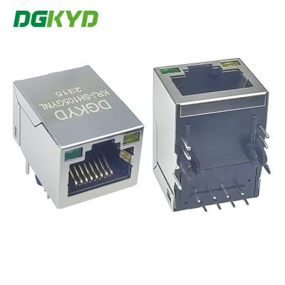 China Conector do megabit Cat5 RJ45 de KRJ-SH105GYNL 100 com o transformador para o interruptor dos trabalhos em rede, diodo emissor de luz à venda