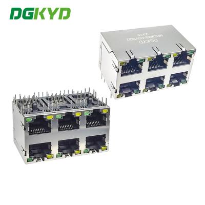 中国 分離のばねLEDが付いているDGKYD59212388DB1A1DY1B022 RJ45のイーサネット ソケット2X3の港8P8Cのモジュラー ソケット 販売のため