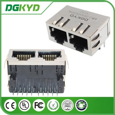 China Hembra de Gigabit Ethernet RJ45 Jack modular del puerto dual del gato 6 de la fábrica KRJ-201QWDENL 1000BASE de ODM/OEM en venta