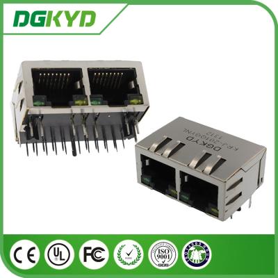 China 10/100/1000BASE 2 Haven RJ45 Jack Combo 8P8C, de Schakelaar van 1x2 RJ45 met Transformator en Geleid Te koop