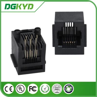 China PBT schwärzen 6p6c 180 Grad RJ11 Jack mit Rand/RJ11 modularer Jack zu verkaufen