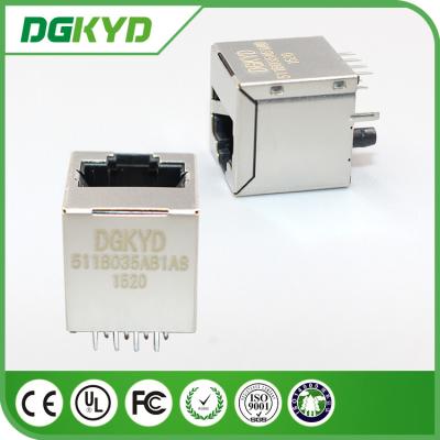 China Shieded 180 Grad-Vorsprung herauf Verbindungsstückvertikale 16.7mm PWB-RJ45 Länge zu verkaufen