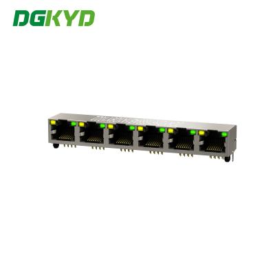 China 1x6 Soquete de rede RJ45 de língua de 180 graus com LED DGKYD561688AB1A1D9Y1022 à venda