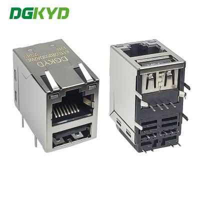 Cina DGKYD611U2B203DA2WDDB Gigabit RJ45 con presa USB2.0 e connettore PCB filtro RJ45+USB2.0 in vendita