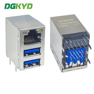 中国 Rj45 接続器 Usb3.0 ソケット 統合 ギガビット ネットワーク インターフェイス Rj45+ダブル Usb3.0 Dgkyd711u3q534af5wdt3b057 販売のため