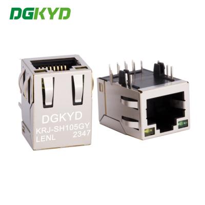 China 10/100 BASE Ethernet-kabelverbinding Vrouwelijke jack 8P8C RJ45 met transformator KRJ-SH105GYLENL Te koop