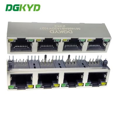 Китай DGKYD561488AB1A3DY1027 RJ45 многопортовая розетка 8p8 соединитель четырех портов прямой разъем соединителя сетевой порт продается