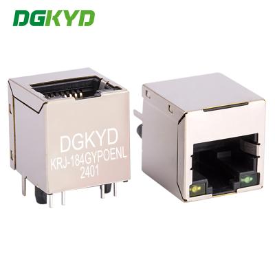 China KRJ-184GYPOENL Entrada superior de 180 grados RJ45 Lan Jack con PoE, conector Ethernet de puerto único para el enrutador en venta