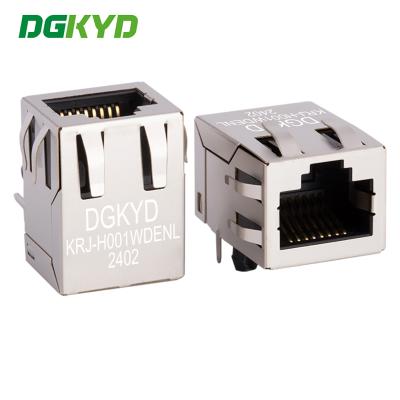 China KRJ-H001WDENL RJ45 enchufe Ethernet 100M RJ45 con transformador A través del orificio RJ45 Jack femenino, 8 pines cat5 con magnéticos en venta