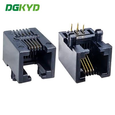 China DGKYD53211164IWA1DY4 RJ11 interfaz 6P4C conector totalmente de plástico con inserción directa de 90 grados en venta