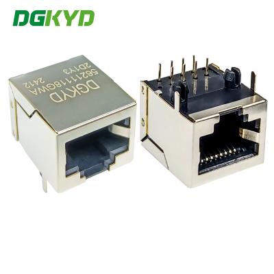 China Conector RJ45 1X1 10P8C com interface de comunicação blindada DGKYD5621118GWA2D1Y3 à venda