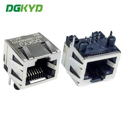 China RJ45-Rechteckverbinder 1X1 8P8C ohne Lichtstreifenschirmung 6U RJ45-Schnittstelle DGKYD561188HWA2DB4 zu verkaufen