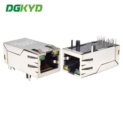 China RJ45 netwerkpoortconnector, Gigabit geïntegreerde transformator met licht en veerclip, connector DGKYD411Q008DB2A1D Te koop