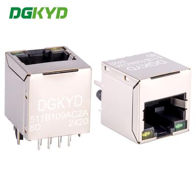 China Conector Ethernet RJ45 de inserción superior con transformador de aislamiento interno de inserción recta de 180 gradosDGKYD511B109AC2A8D en venta