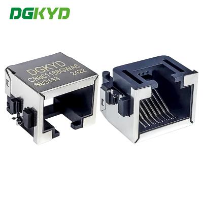 Cina RJ45 connettore 1X1 8P8C piastra di affondamento 8.6 3U interfaccia RJ45 SMT connettore DGKYDCB861188GWA6SB3133 in vendita