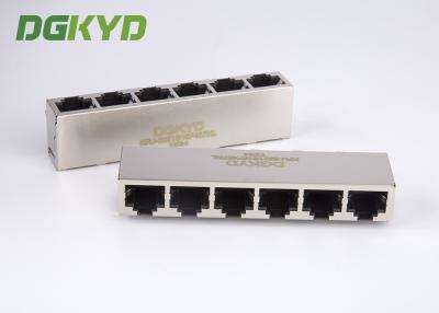 China El enchufe trapezoidal agrupado 8P8C del puerto rj45 del escudo del metal 6 sin el LED tabula abajo en venta