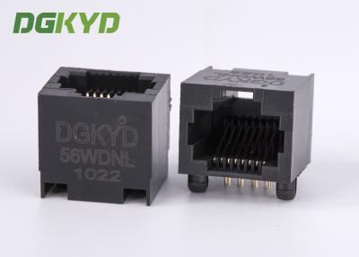 Китай Порт Rj45 DGKYD-56WDNL 100 низкопробный t прямоугольный одиночный поднимает черное пластиковое снабжение жилищем домкратом RJ45 без трансформатора продается