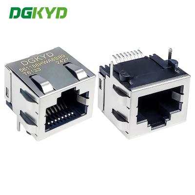 China 56 Conector RJ45 de puerto único con interfaz blindada SMT DGKYD561188HWA6SB9T6133 en venta