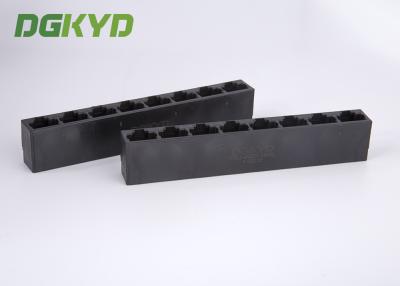 Κίνα Μαύρος Unshielded 8 συνδετήρας Scoket Ganged Rj45 λιμένων PBT για το διακόπτη Ethernet προς πώληση