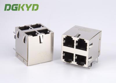 China Right Angle PCB Mount Cat 3 2x2 Dual Deck 6p4c RJ11 Jack 4 Ports for sale