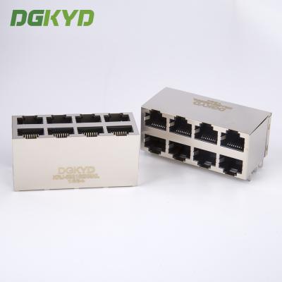 中国 2x4 multiport rj45のイーサネット コネクターの二重デッキ8の港LANソケットを保護して下さい 販売のため