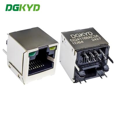 中国 180 Degree Vertical Socket RJ45 Network Port Connector 8P8C Interface DGKYD52241188AC2A1DB4 販売のため