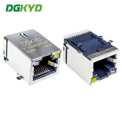 중국 기가비트 RJ45 및 가벼운 LCP 물질 DGKYD211Q380AF5A7S009을 가진 표면 장착 RJ45 커넥터 판매용