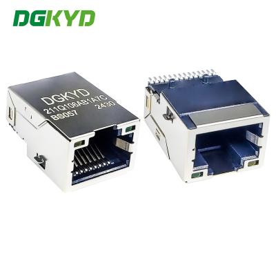 中国 RJ45 1000/BASE-T 統合フィルタリングネットワークコネクタ LCP 表面マウントインターフェイス DGKYD211Q106AB1A7CBS057 販売のため