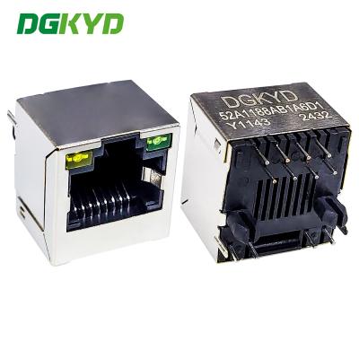 Cina RJ45 senza presa di rete per la porta del trasformatore 8P8C con inserimento diretto di LED verticale RJ45 DGKYD52A1188AB1A6D1Y1143 in vendita