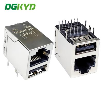 中国 RJ45 With USB Connector Modular Block Socket USB2.0 6U DGKYD611U2B035GWW1D 販売のため