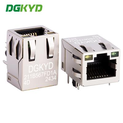 China 100M BASE-Tx RJ45 Ethernet Jack PCB Jack afgeschermd DGKYD211B567FD1A4D Te koop