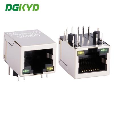 China RJ45-Ein-Ports-Gigabit-RJ45-Netzwerkoberfläche mit LED-Licht und PIN-Pin-Flush 4.06 DGKYD111Q068AB2A1D zu verkaufen