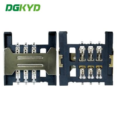 China SIM card holder -6PIN drawer style 1.8-high telephone card holder  DGKYDSIM18H6A6A2Y3WSC286 for sale