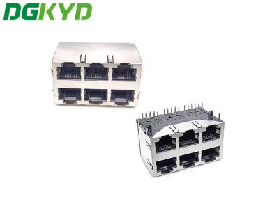 Κίνα Προστατευμένος συνδετήρας PCB 2x3 Multiport RJ45 θηλυκός RJ45 χωρίς φίλτρο χωρίς σράπνελ απομόνωσης προς πώληση