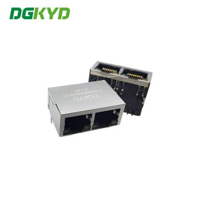 China Conector portuario doble de 1x2 Rj45 Cat6 con el transformador Jack modular en venta