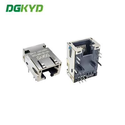 Chine 90 degrés 6 prise gauche simple protégée RJ45 de réseau du connecteur RJ45 de Pin Cat 6 avec le transformateur à vendre