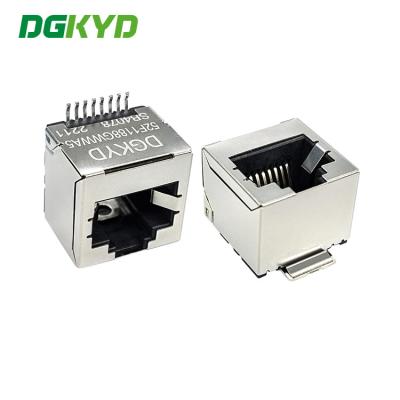 Chine Connecteur RJ45 gauche simple de SMT 180 degrés sans connecteur Jack modulaire 8P8C DGKYD52F1188GWWA5SB4 de LED RJ45 à vendre