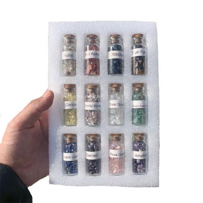 China Healing Crystals Witch China Chakra Crystal Chip Different Crystal Gemstones Tumbled Metaphysical in Glass Bottles for sale