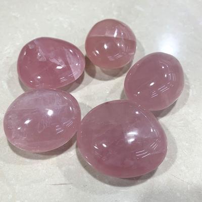 China Wholesale Natural Polished Gemstone Rose Quartz Palm Tumbled Stone From China For Feng Shui And Meditation for sale