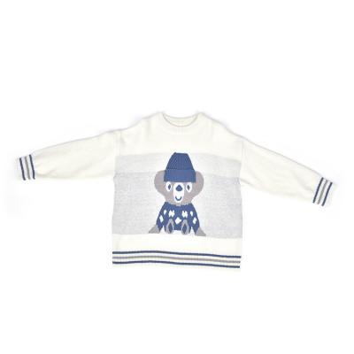 China New Winter European and American Children's Pullover Cartoon Bear Pattern Baby Boy Knitted Sweater Anti-Shrink For 2 - 7 Years Old Kid Clothes for sale