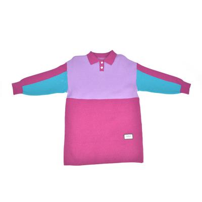 China Longxi Anti-wrinkle clothing kids clothes comfortable splicing polo collar girls kids dress for sale