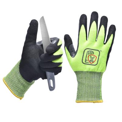 China Yellow Cut Resistant Safety Working Gloves C Power Grip Rubber Hand Gloves For Construction Workers for sale