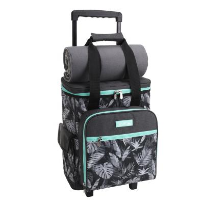 China Insulated 4 Person Cart Picnic Bag Set With Picnic Blanket for sale