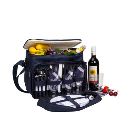 China Outdoor Picnic 4 Person Picnic Bag With Cooler Compartment/Shoulder Strap/Carry Handle For Sale for sale