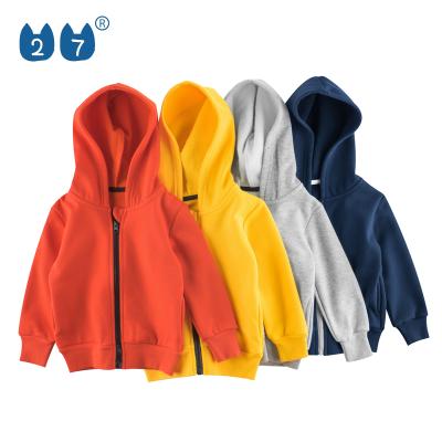 China Autumn Children Boy Plain Hoodies Anti-Shrink Zipper Sweatershirts Custom Hoodies for sale